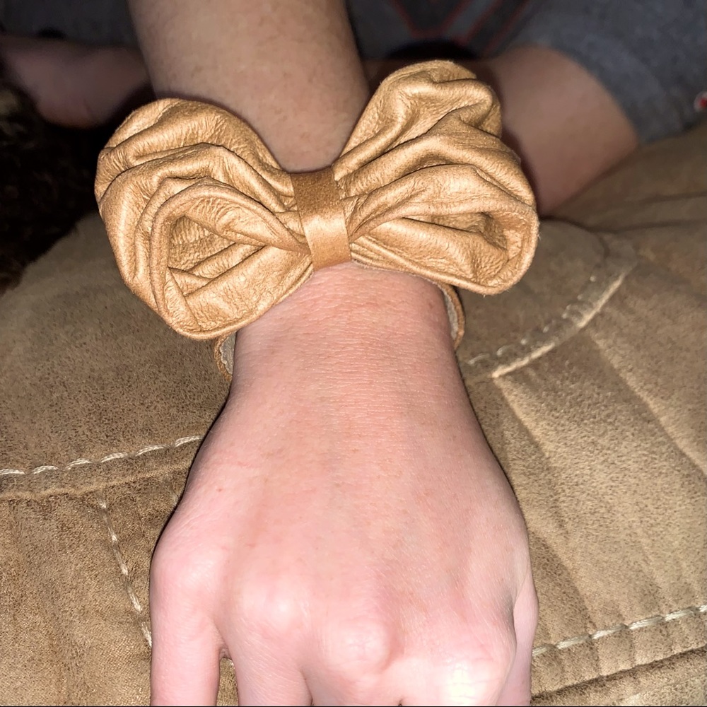 Faux Leather Bow Cuff Bracelet